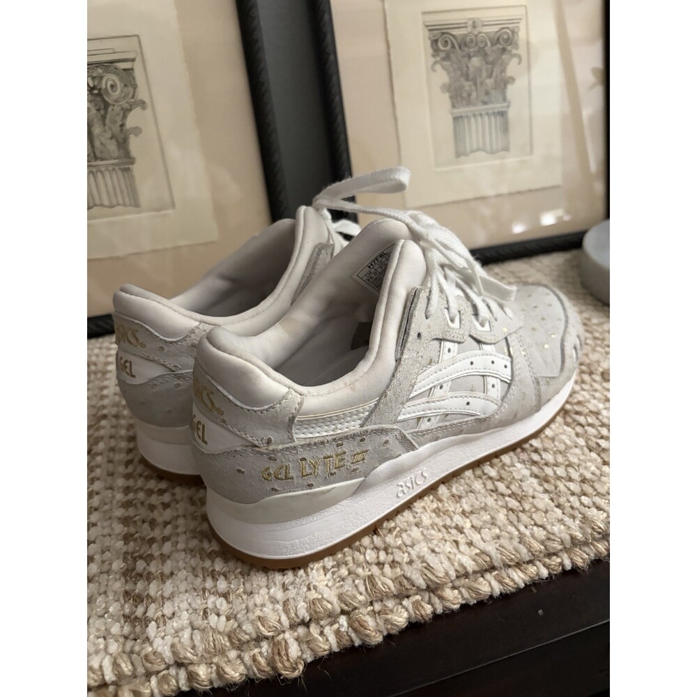 ASICS Gel lyte III Sneaker Women’s 7.5M White Metallic Gold Ostrich Valentine - Picture 4 of 7